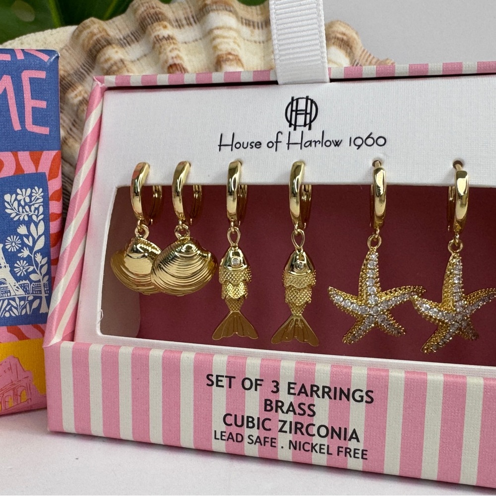 House of Harlow 1960 Gold and CZ Jewelry Set